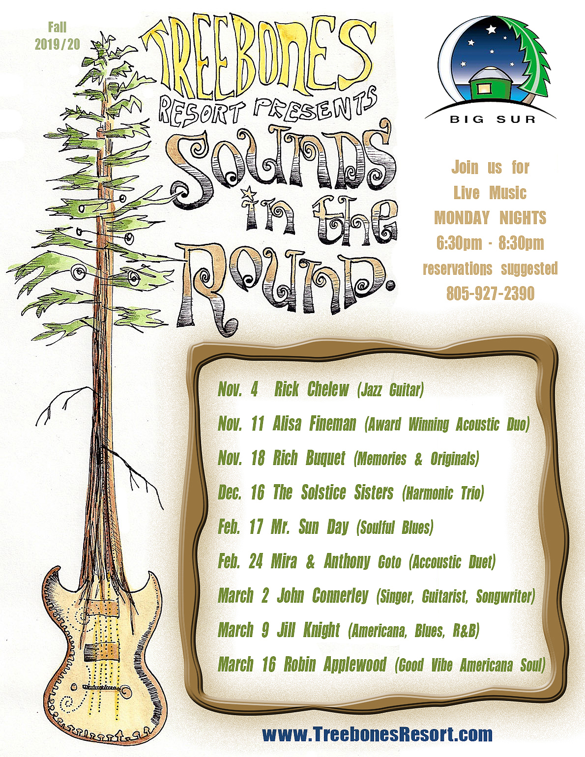 Summer Sounds — concert poster, Treebones Resort