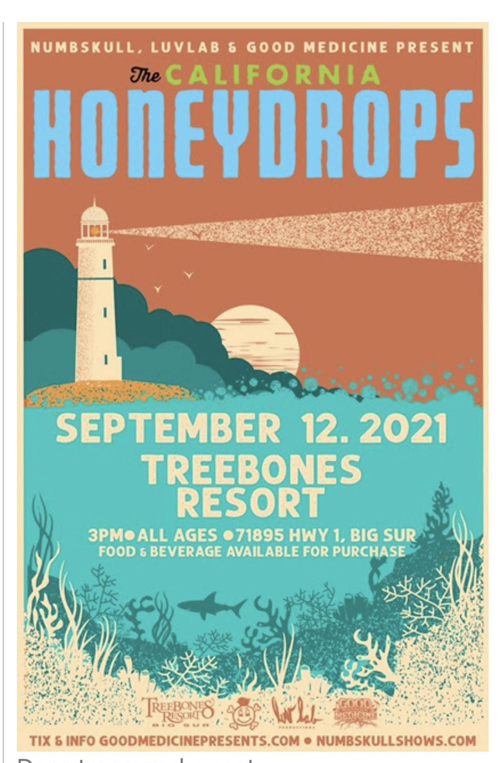 California Honeydrops — concert poster, Treebones Resort