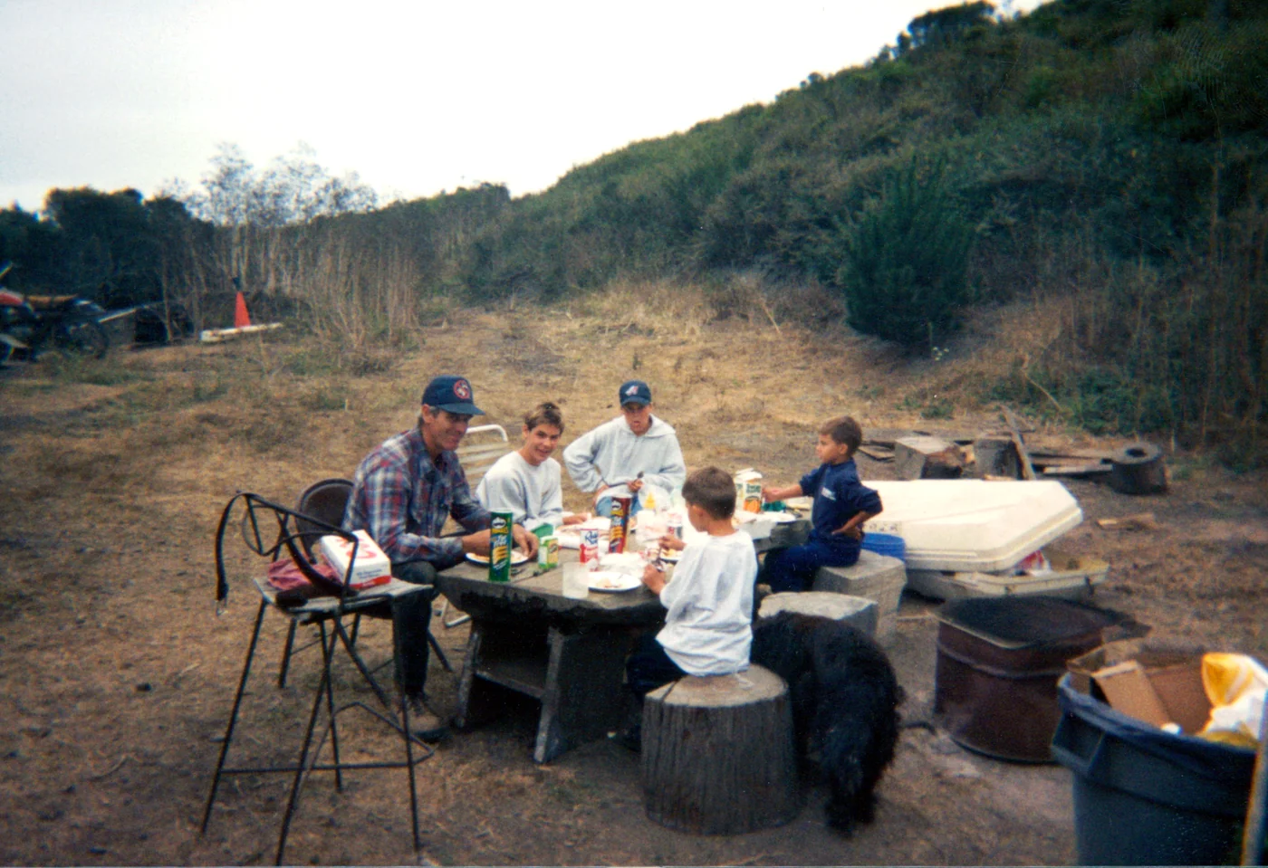 Knepper and Handy boys clearing the land at Treebones, 1999